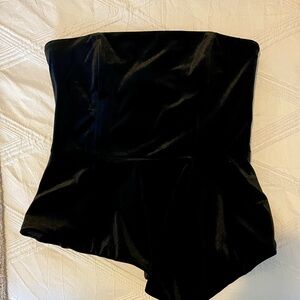 White House Black Market Strapless Black Velvet Bustier Top